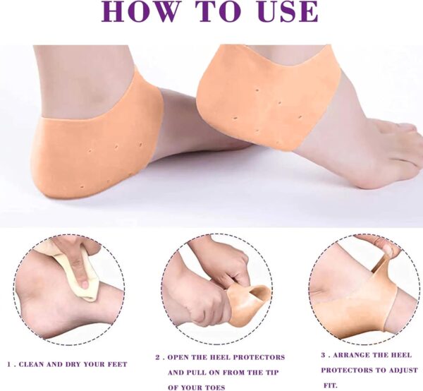 2 Pk Silicone Gel Heel Sleeves Cracked Foot Skin Care Protector - Image 3