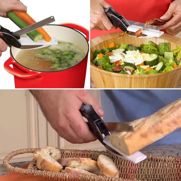 Clever Cutter 2-in-1 Knife & Cutting Board Scissors Stainless - Image 3